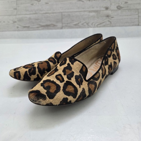 Sam Edelman Shoes - Sam Edelman Loafers Womens 6 M Leopard Calf Hair Smoking Flats Slip On Leather
